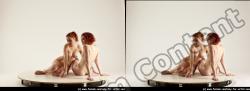 Nude Woman - Woman White Sitting poses - ALL Slim long red Sitting poses - simple 3D Stereoscopic poses Pinup